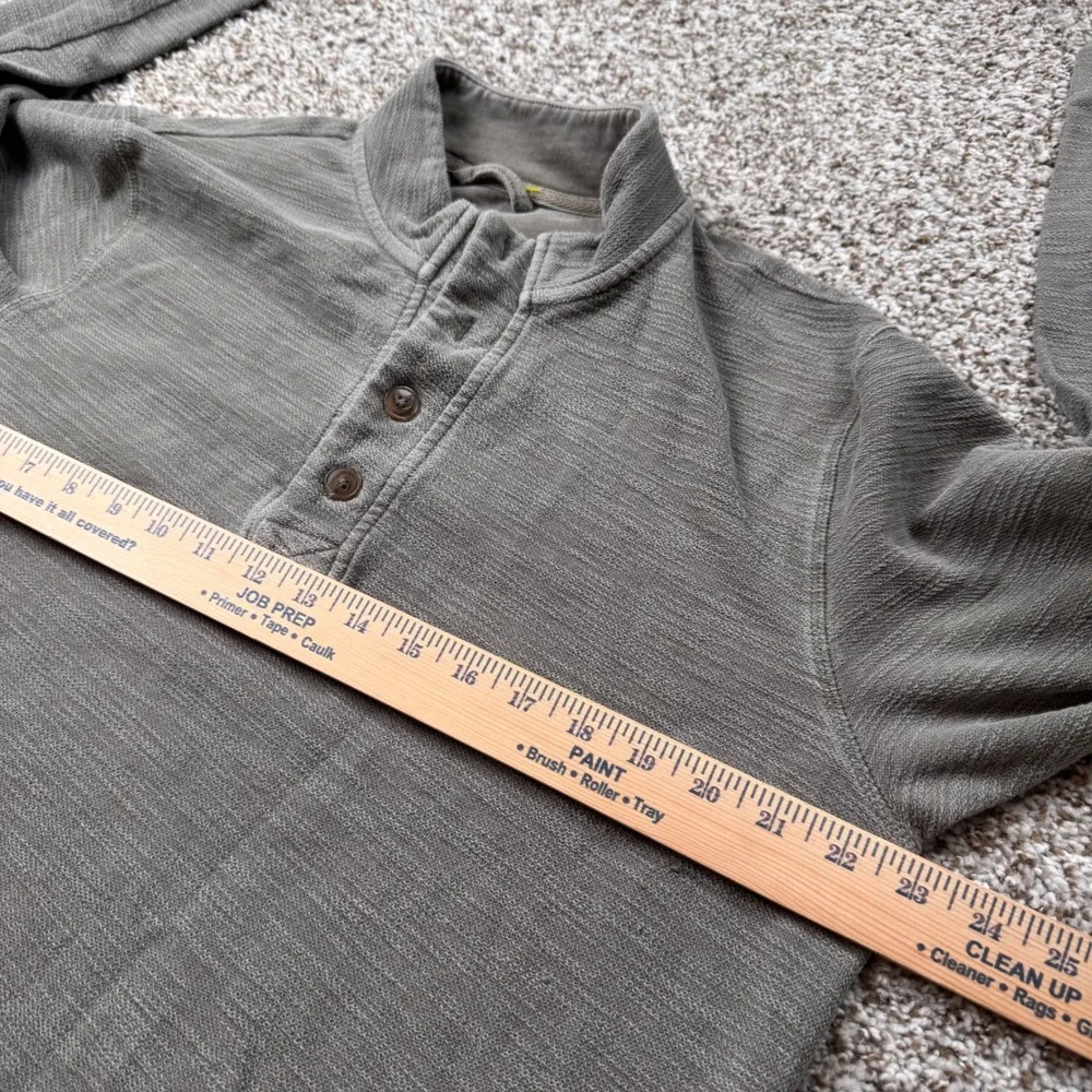Marine Layer Men Large Olive Grey Textured Slub Knit Long Sleeve Henley Pullover